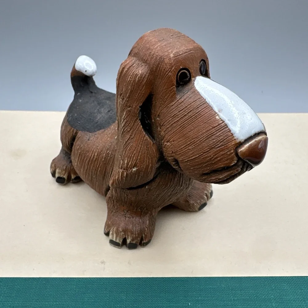 Vintage Artesania‎ Rinconada Basset Hound Dog Pottery Sculpture Figurine Retired
